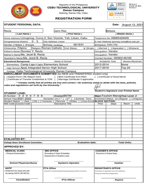 ctu application form.